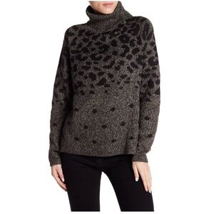 Anthropologie Gray Chunky Knit Turtleneck Sweater Small Soft Comfy Loose